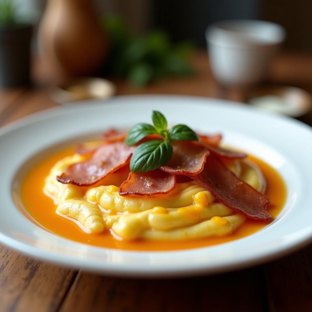 Crema de Calabacín y Puerro con Crujiente de Jamón y Huevo Pochado: Cremosa y Reconfortante en 30 Minutos
