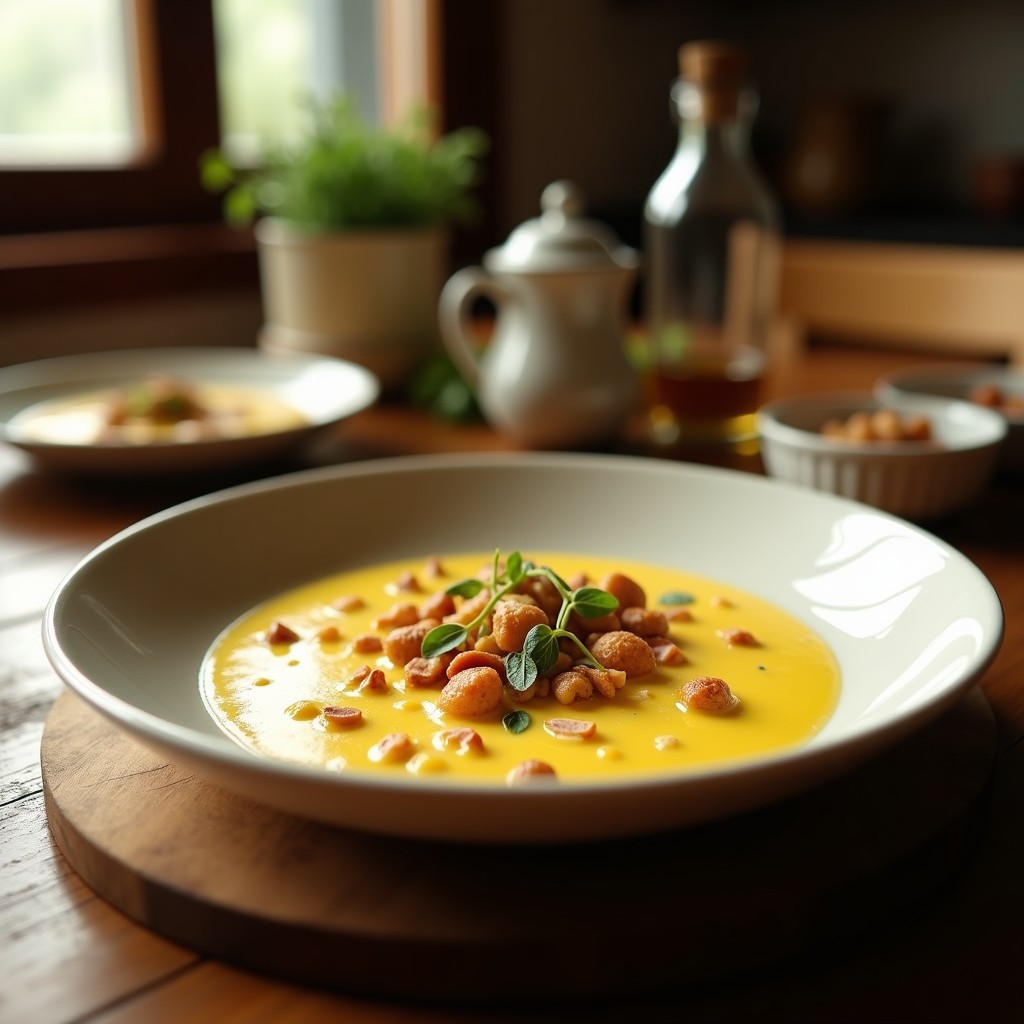 Crema de Calabacín y Queso de Cabra con Crujiente de Nueces y Miel: Receta Cremosa y Sofisticada en 30 Minutos