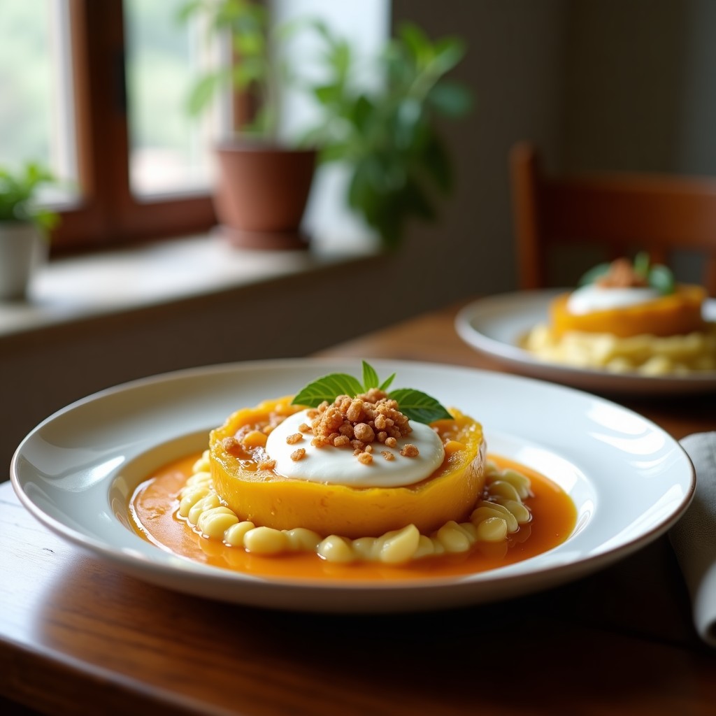Crema de Calabaza Asada y Jengibre con Crujiente de Semillas y Yogur Griego: Cremosa, Saludable y Reconfortante en 40 Minutos