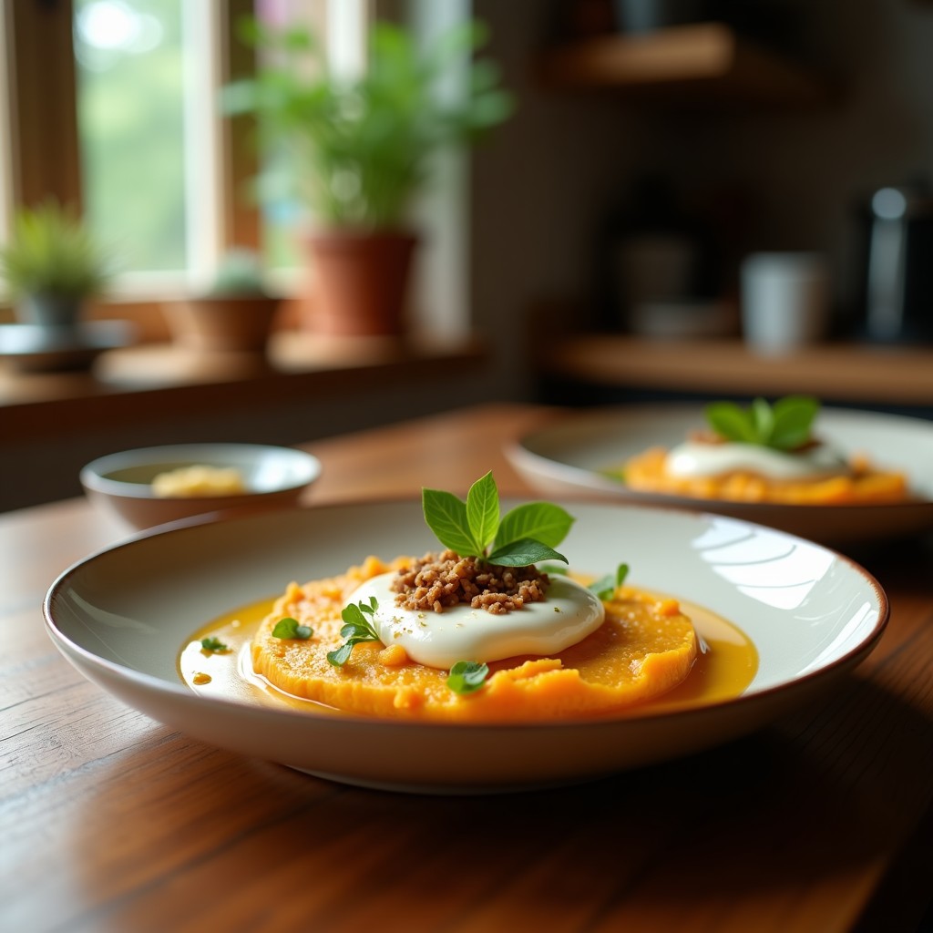 Crema de Calabaza y Boniato Asados con Crujiente de Semillas y Yogur Griego: Cremosa, Saludable y Reconfortante en 45 Minutos