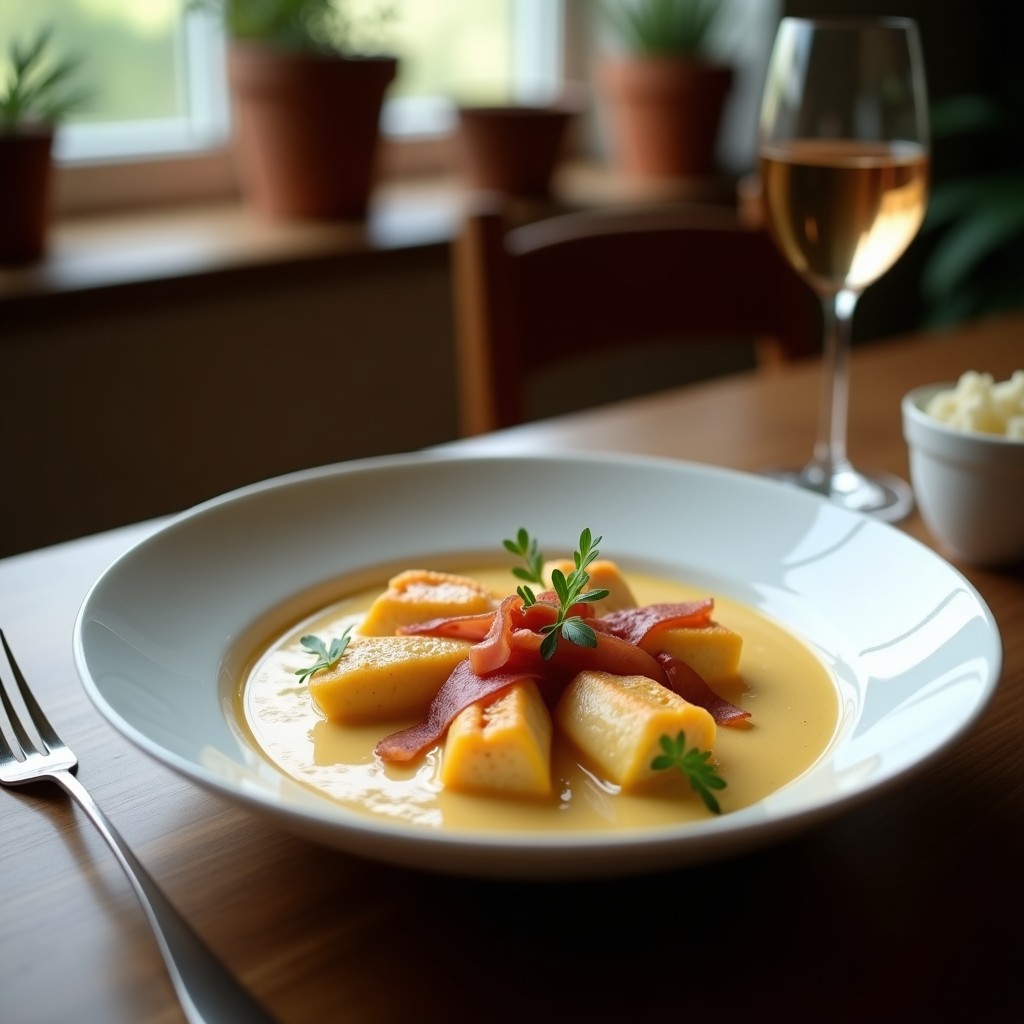 Crema de Espárragos Trigueros y Queso Azul con Crujiente de Jamón: Receta Cremosa y Sofisticada en 30 Minutos