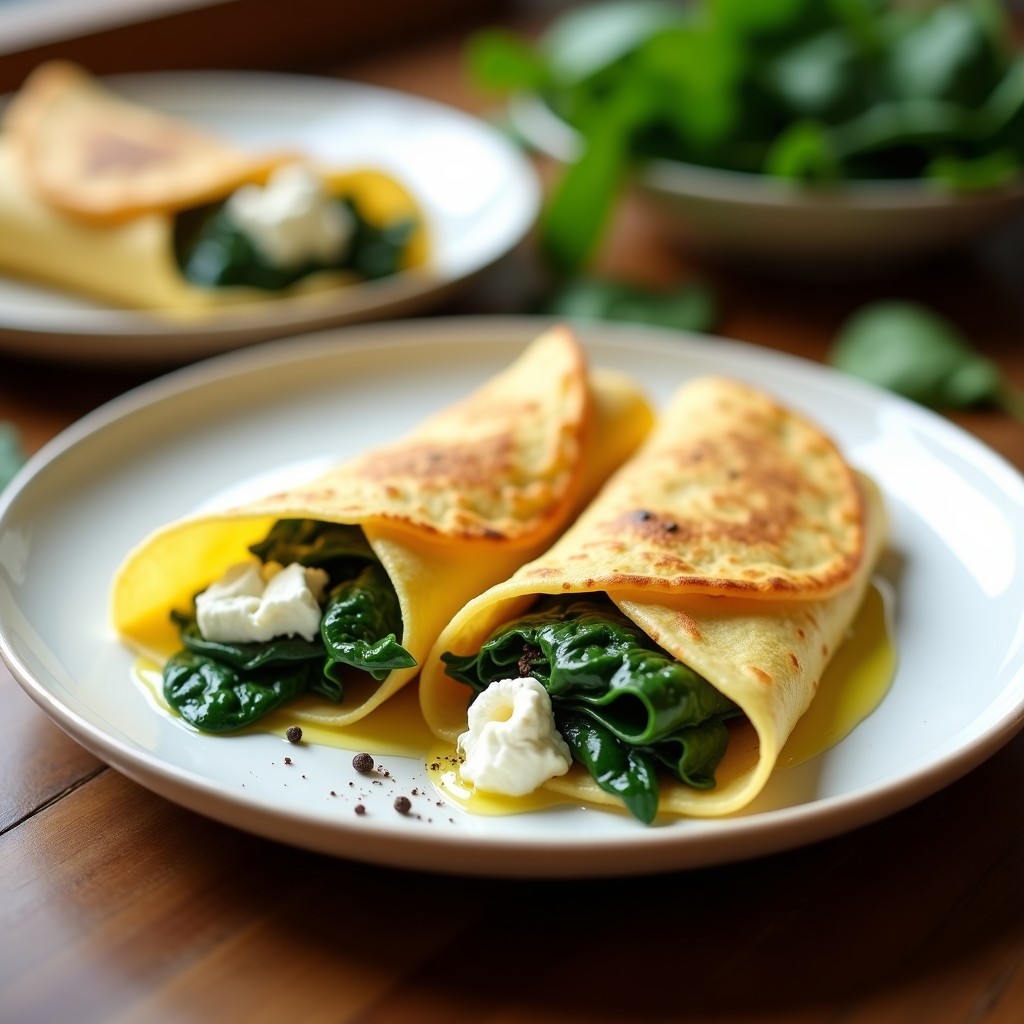 Crepes Salados de Espinacas y Queso de Cabra: Receta Rápida y Sin Gluten