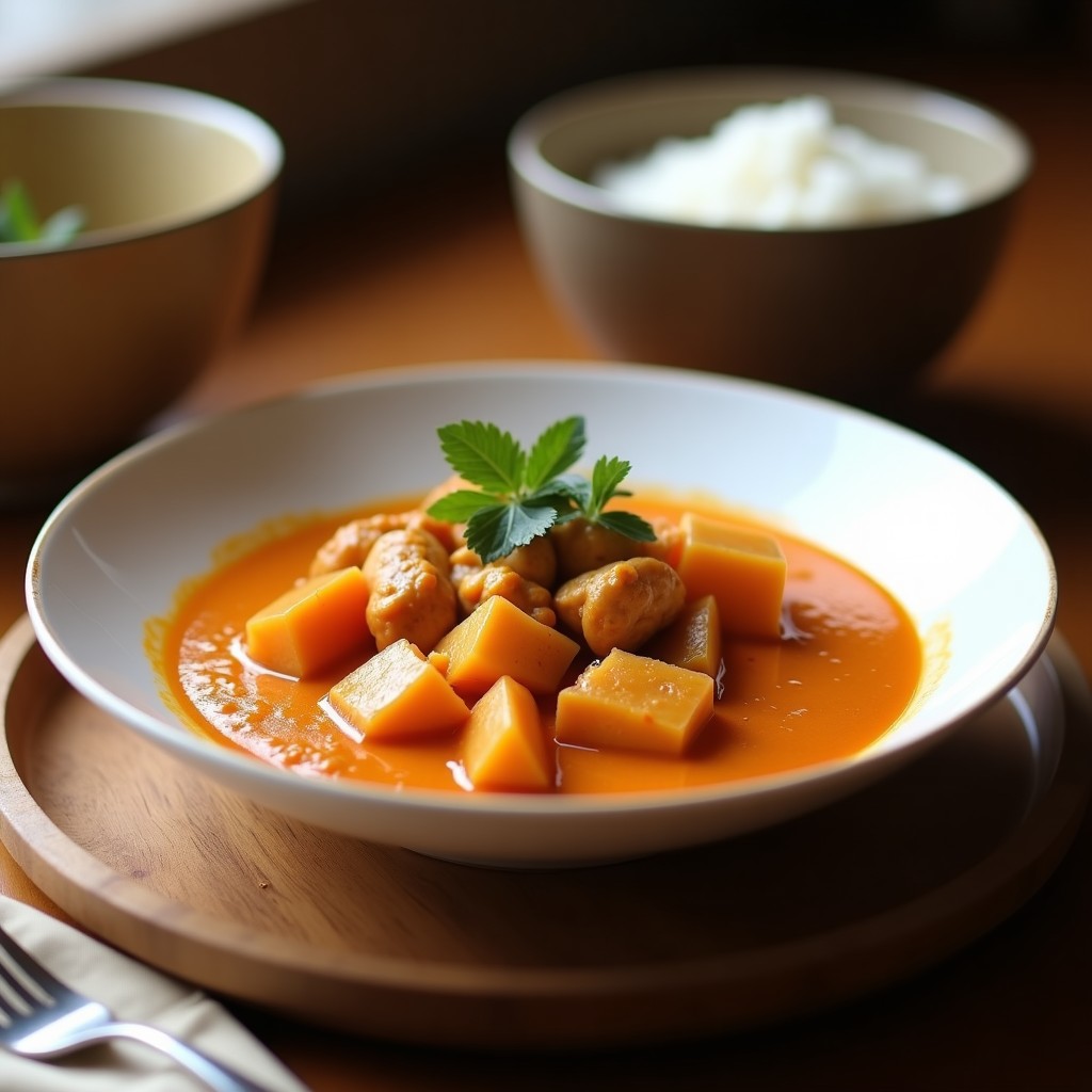 Curry Rojo Cremoso de Pollo y Boniato con Leche de Coco: Receta Fácil y Aromática en 35 Minutos