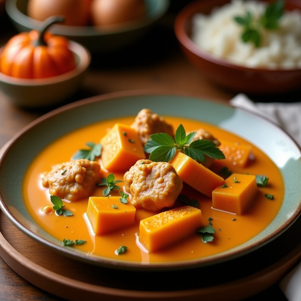 Curry Rojo Cremoso de Pollo y Calabaza con Leche de Coco: Receta Fácil y Aromática en 35 Minutos