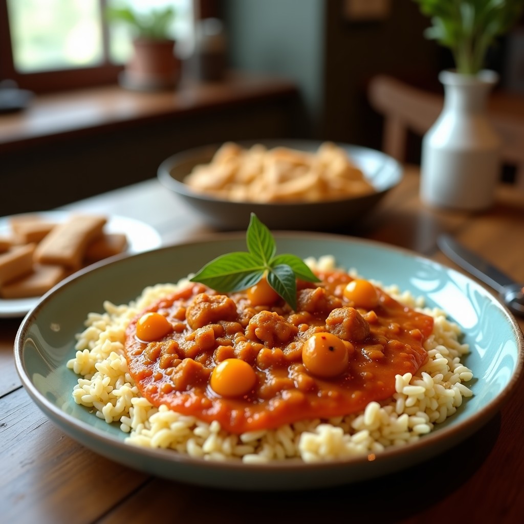 Curry Rojo Cremoso de Ternera y Berenjena con Arroz Jazmín: Receta Tailandesa Fácil y Aromática