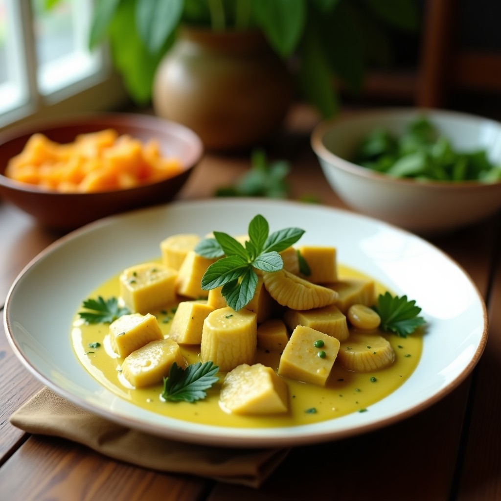 Curry Verde Cremoso de Pollo y Bambú: Receta Tailandesa Fácil y Aromática en 30 Minutos