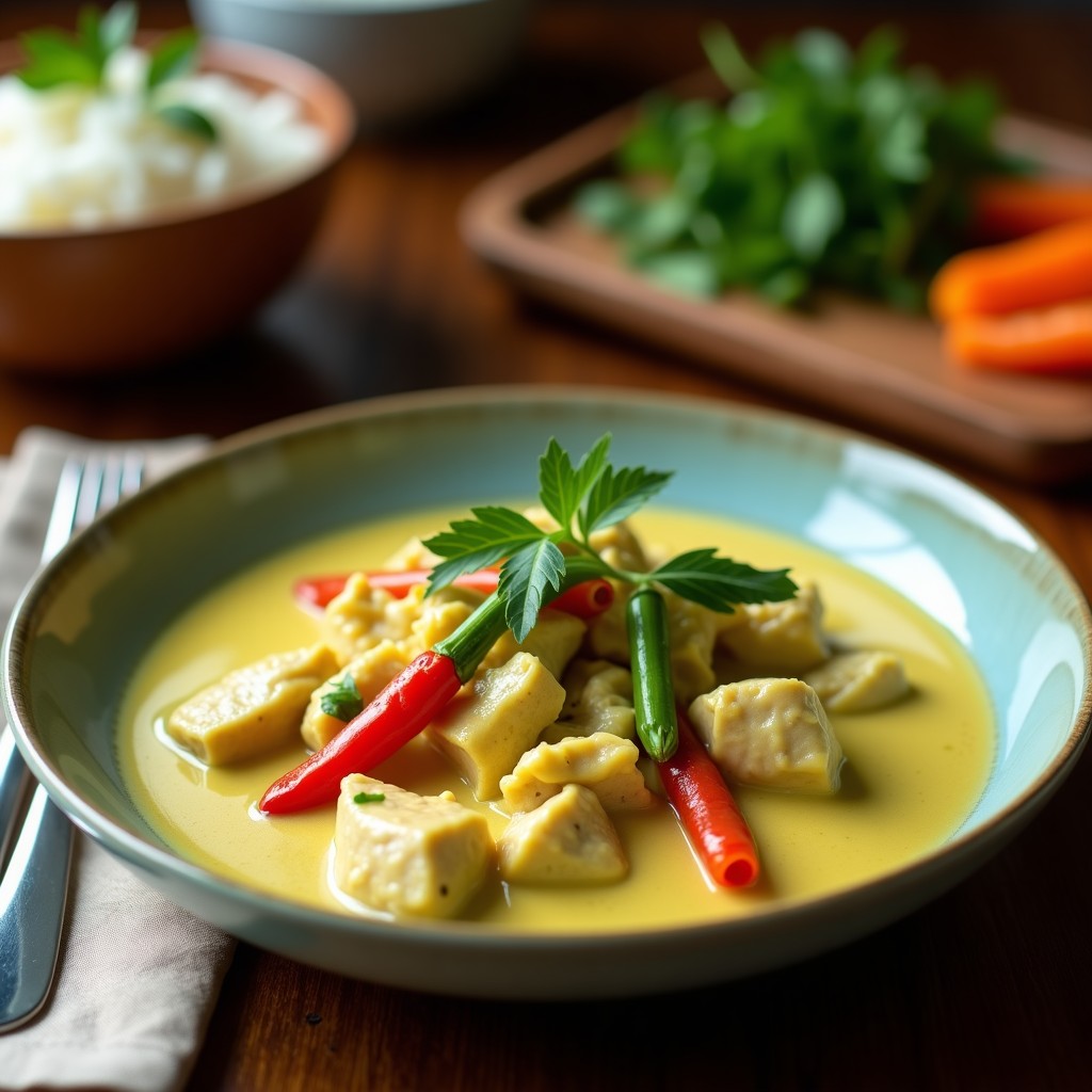 Curry Verde Cremoso de Pollo y Pimiento Verde: Receta Thai Fácil en 30 Minutos