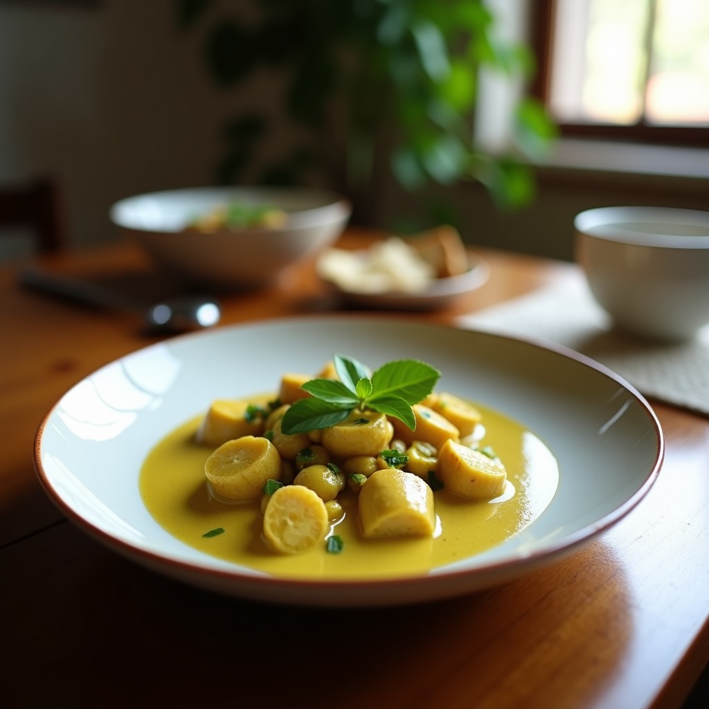 Curry Verde Cremoso de Pollo y Berenjena: Receta Tailandesa Fácil y Aromática en 30 Minutos