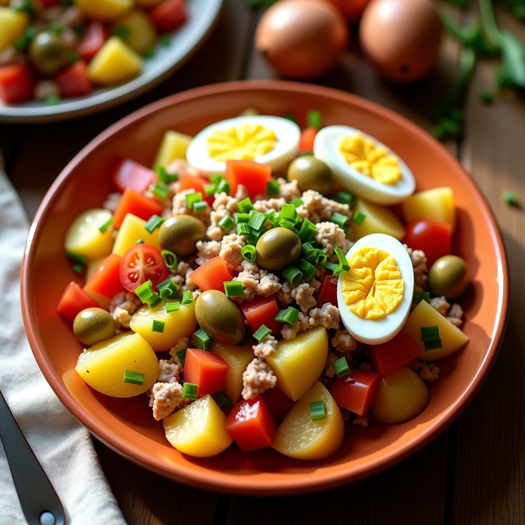 Ensalada Campera con Patata, Huevo y Atún: Receta Española Fácil y Refrescante