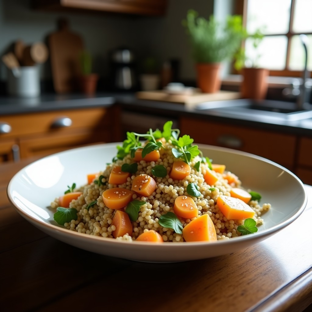 Ensalada de Quinoa y Remolacha Asada con Aliño de Naranja y Tahini: La Receta Saludable y Vibrante