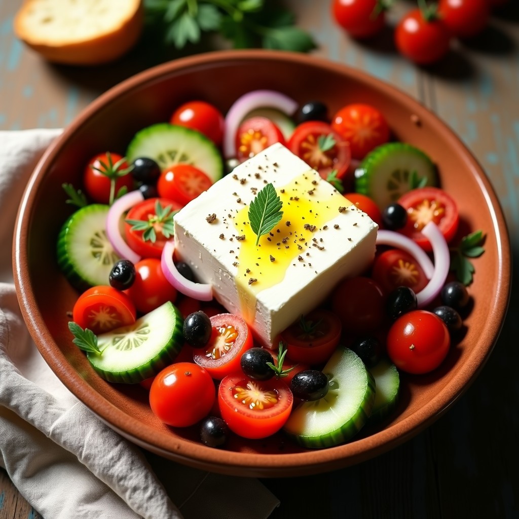 Ensalada Griega Auténtica: Receta Fácil, Fresca y Llena de Sabor