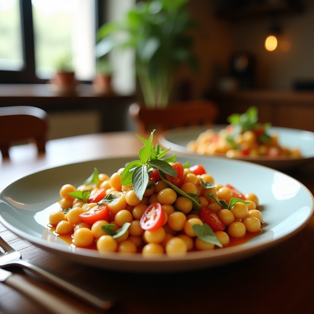Ensalada Templada de Garbanzos y Bacalao con Pimientos Asados y Vinagreta de Miel: Receta Saludable y Saciente en 30 Minutos