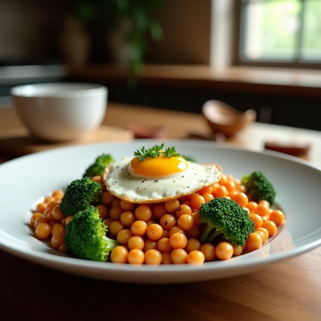 Ensalada Templada de Garbanzos y Brócoli con Pimentón Ahumado y Huevo Pochado: Receta Saludable y Saciente en 25 Minutos