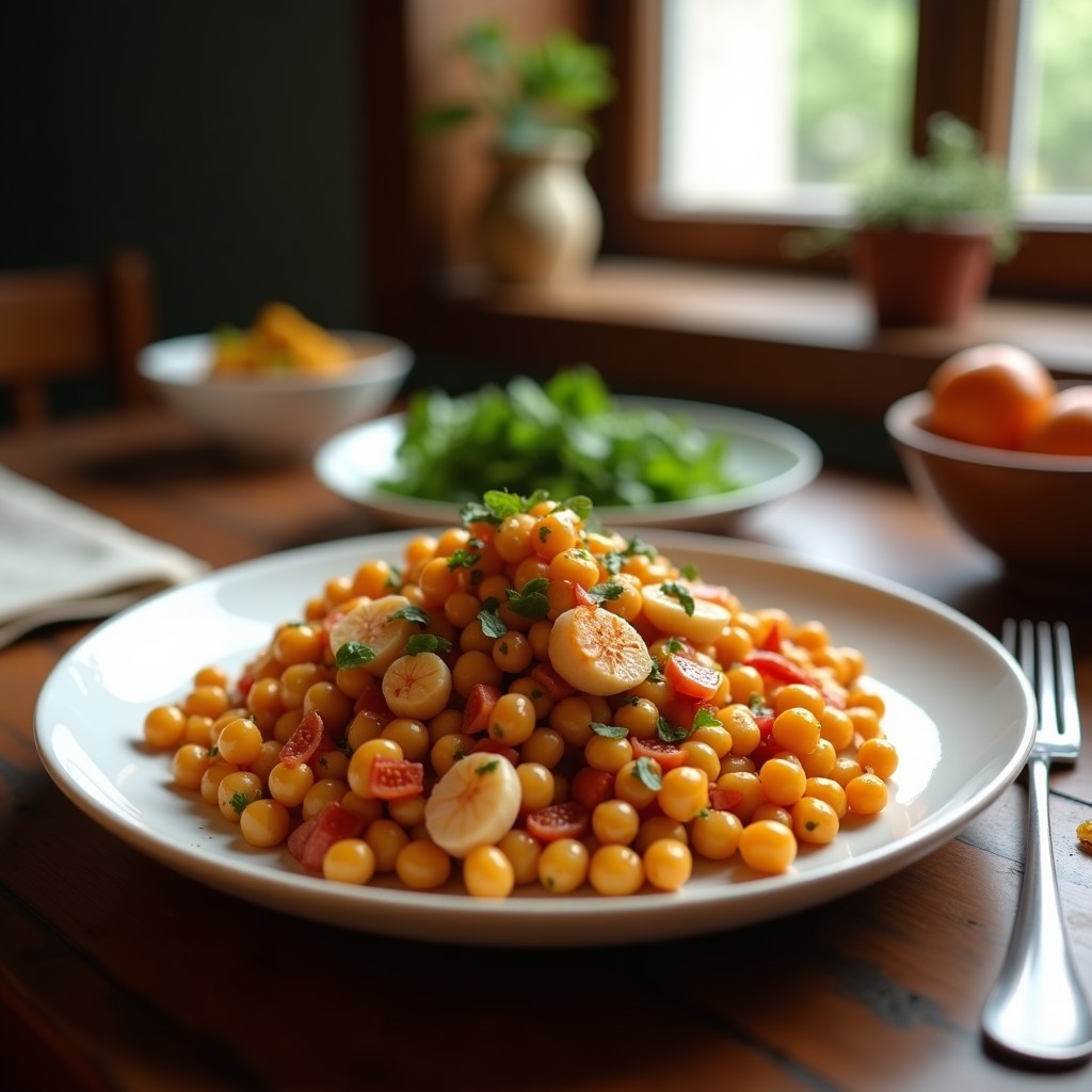 Ensalada Templada de Garbanzos y Pulpo con Pimentón de la Vera y Vinagreta de Ajo Asado