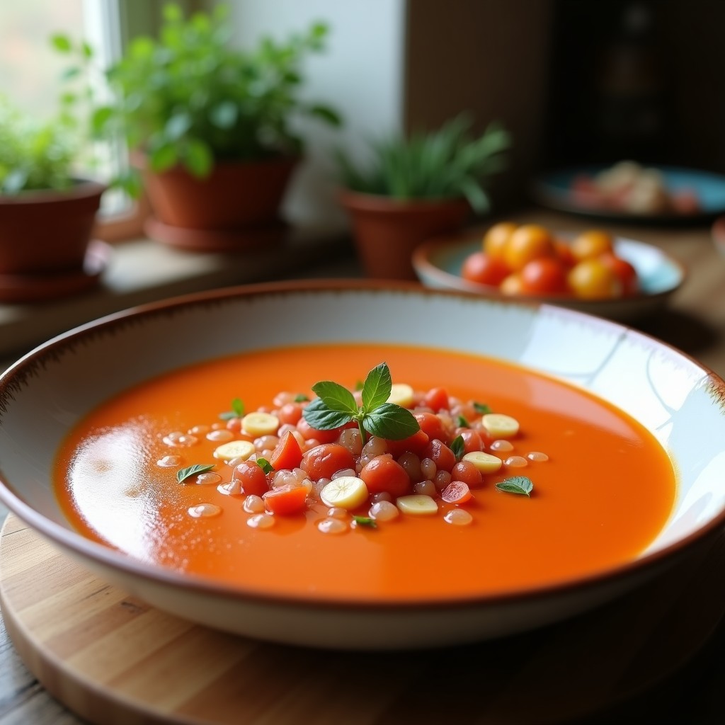 Gazpacho de Cereza y Remolacha con Crujiente de Jamón: Receta Fría, Cremosa y Llena de Contraste