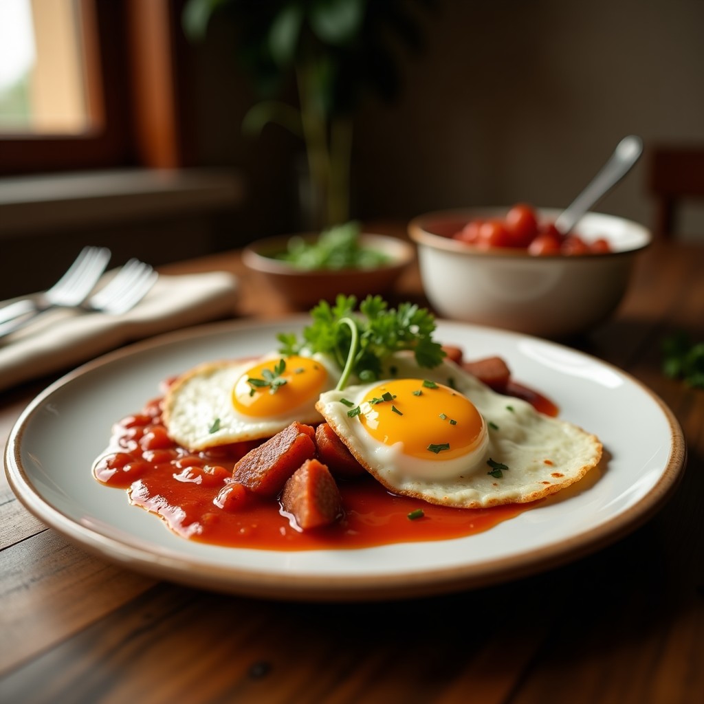 Huevos Rancheros con Chorizo y Salsa Roja Picante: Receta Mexicana Fácil y Llena de Sabor en 30 Minutos