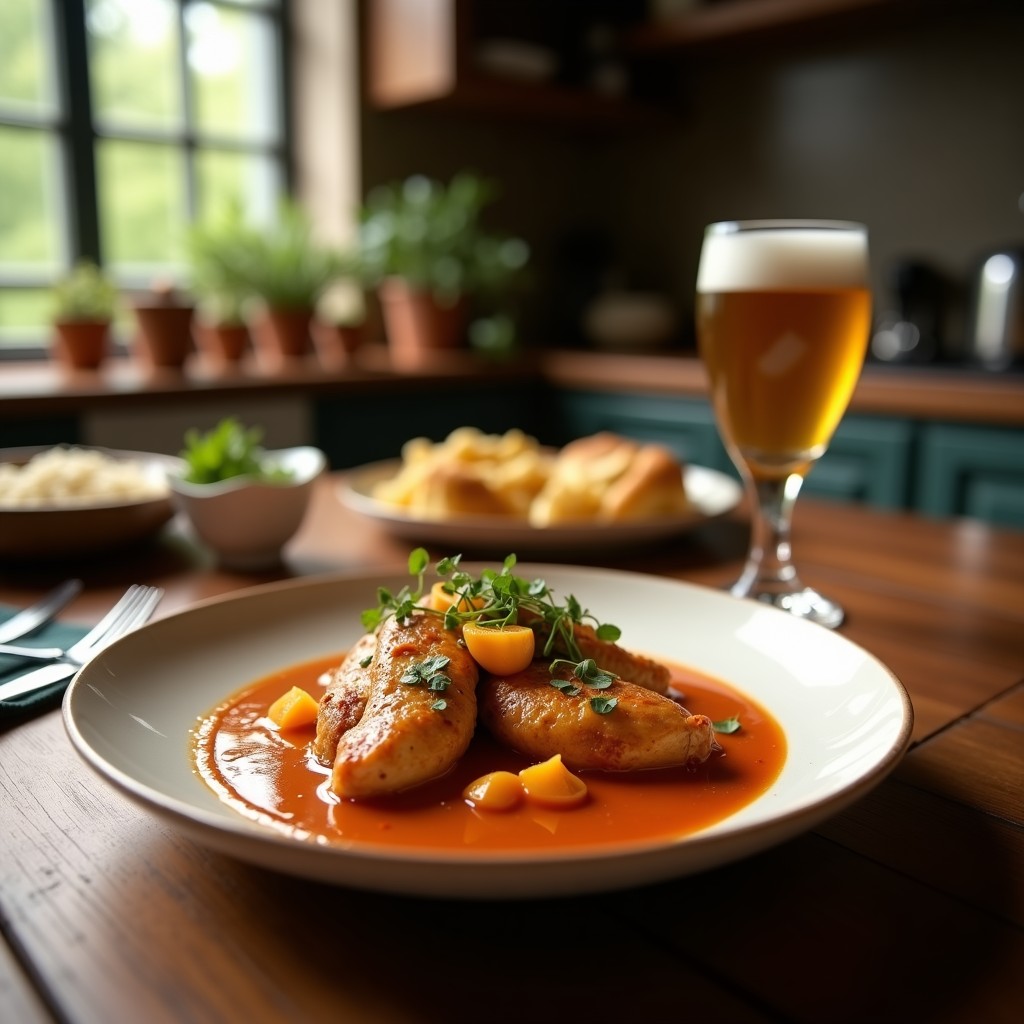 Pollo a la Cerveza con Champiñones: Receta Casera, Cremosa y Llena de Sabor