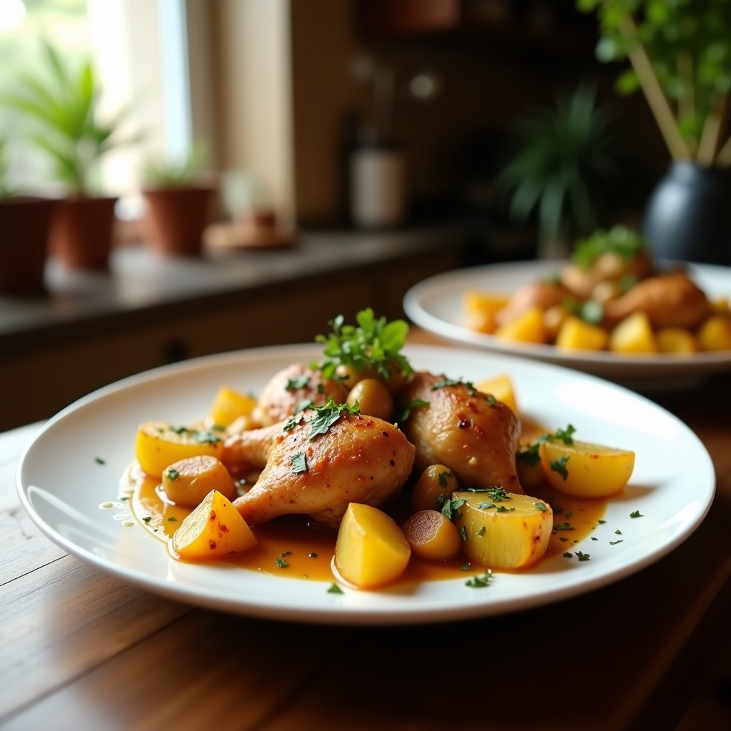 Pollo al Horno con Limón y Tomillo y Patatas Panadera: Receta Jugosa y Fácil