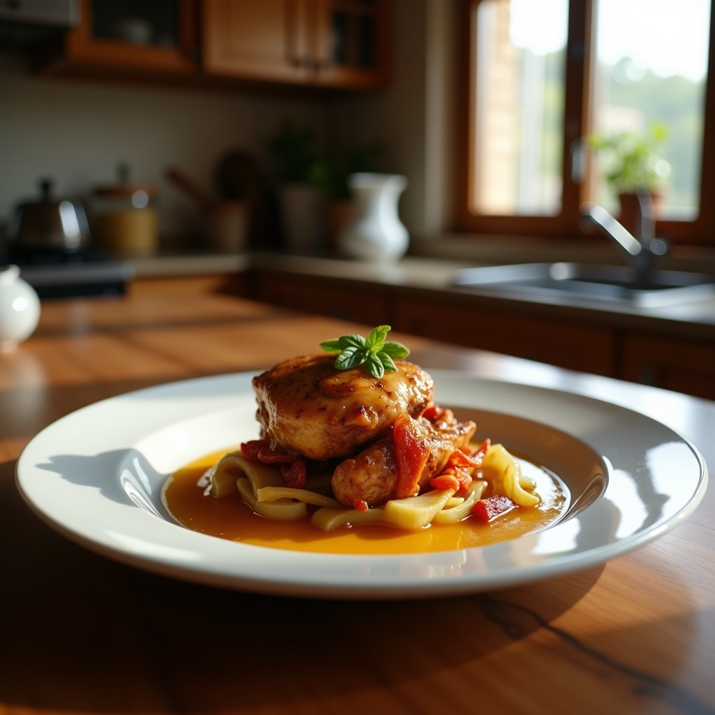 Pollo Asado al Pimentón y Miel sobre Lecho de Cebolla Confitada: Receta Jugosa y Fácil al Horno