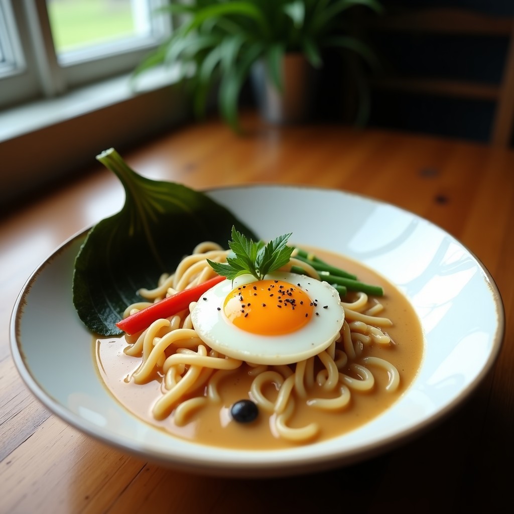 Ramen Vegano Cremoso de Miso y Leche de Coco con Verduras Asadas y Huevo Marinado: Receta Fácil y Reconfortante en 40 Minutos