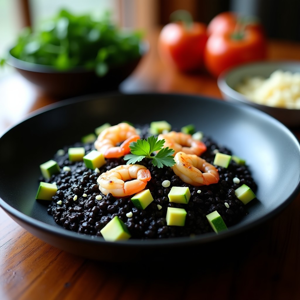 Risotto Negro con Calabacín: Receta en Airfryer Sin Aceite y Alta en Proteína