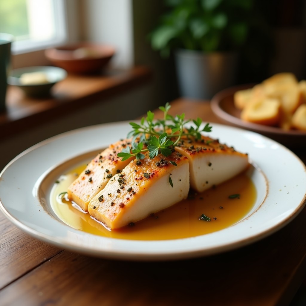 Salmón al Horno con Costra de Pistacho y Miel sobre Lecho de Espárragos
