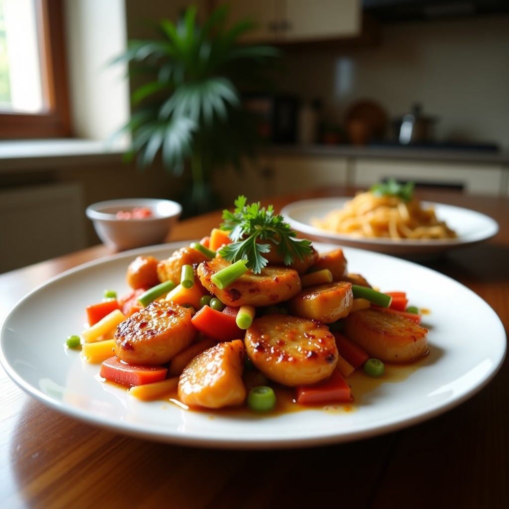 Salteado Rápido de Pollo Crujiente y Anacardos con Salsa Hoisin y Jengibre: Receta China Fácil en 25 Minutos